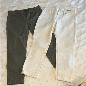 7 For All Mankind Women's Cropped Jeans - White and Olive